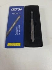 Fury First Line Tactical Pen (Gunmetal)Aluminum w/ DNA Capture Crown, Rubber Gri