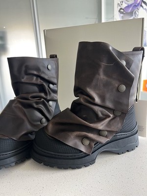 GLENN MARTENS H&M GAITER-DETAIL LEATHER BOOTS MENS SIZE 7.5 | eBay