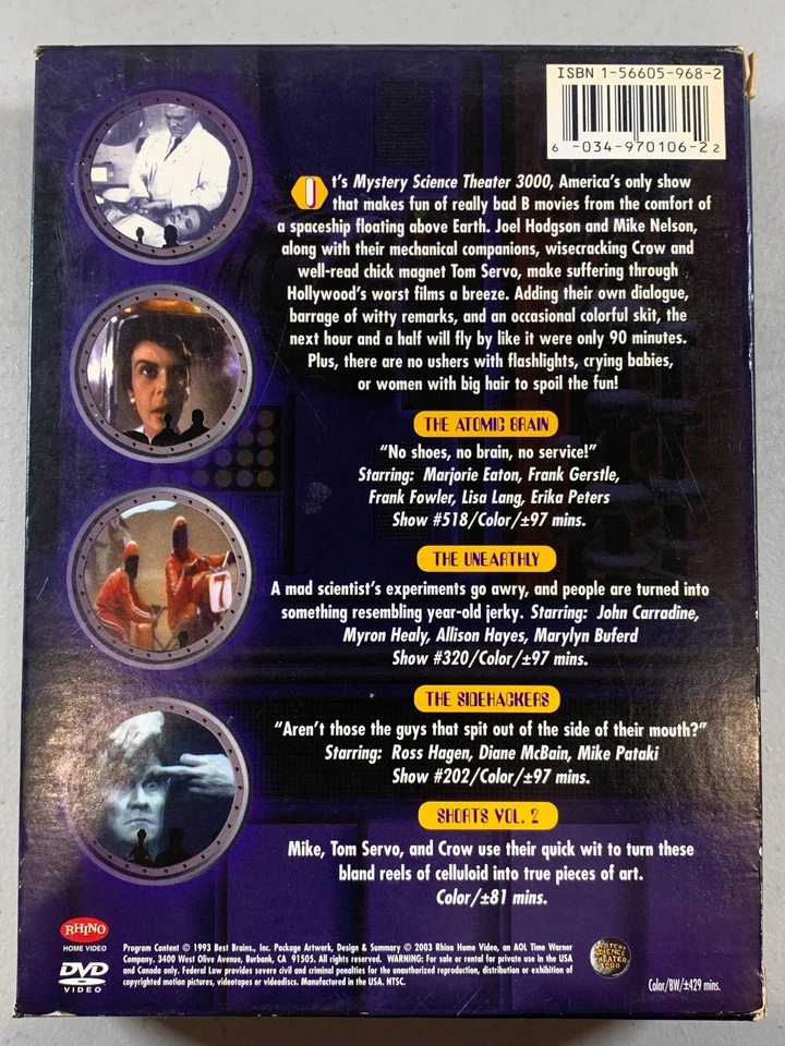 READ! MST3K Volume 3 DVD Box Set Missing SHORTS DVD Mystery Science Theater 3000 Foto 2 de 4