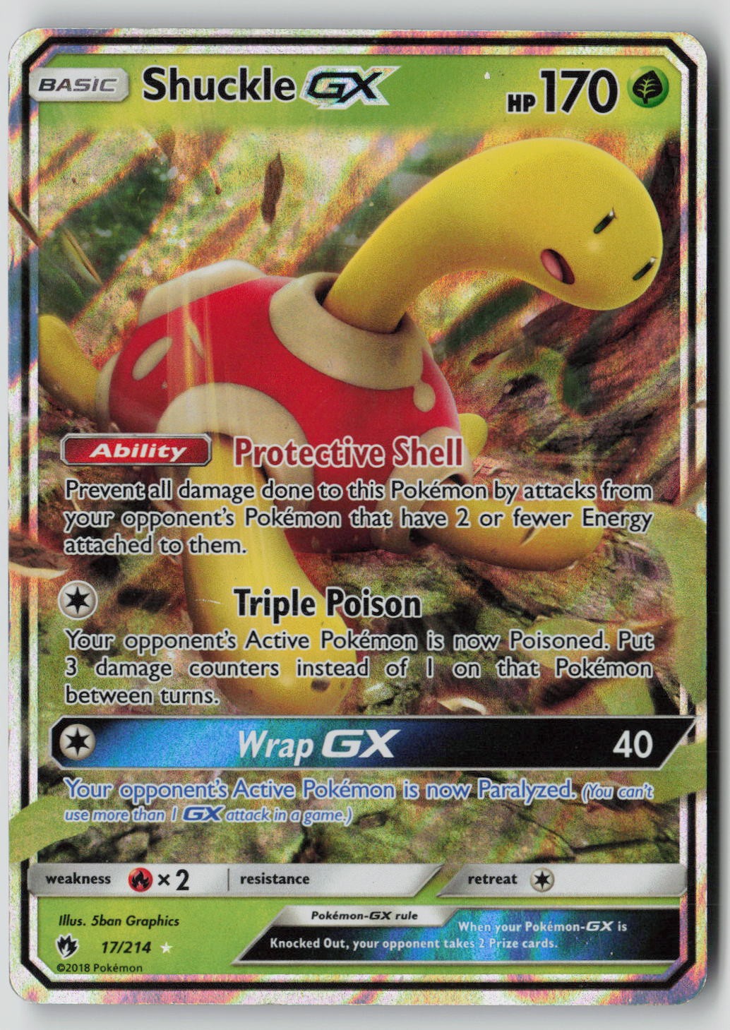 Shuckle GX 17/214 Holo GX Rare Lost Thunder Pokemon Holo MP