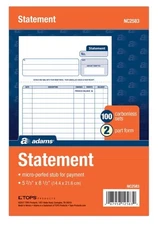 ABFNC2583 Statement Unit Sets, 2-Part, Carbonless, 100/PK