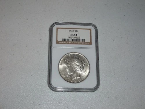 Vintage Antique 1922 Peace Dollar 90% Silver NGC MS64 (039) Nice Features L@@K