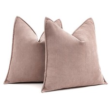 MIULEE Pack of 2 Blush Pink Decorative Pillow Covers 18x18 Inch Soft Chenille Lu