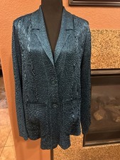 NWT Chico's Traverlers Emerald Green Button Up Cardigan/Blazer size 2 or 12/14