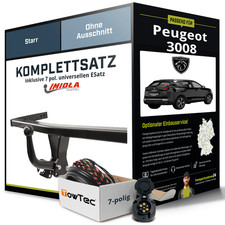 Für PEUGEOT 3008 I Typ 0U Anhängerkupplung starr +eSatz 7pol uni 05.2009-11.2009