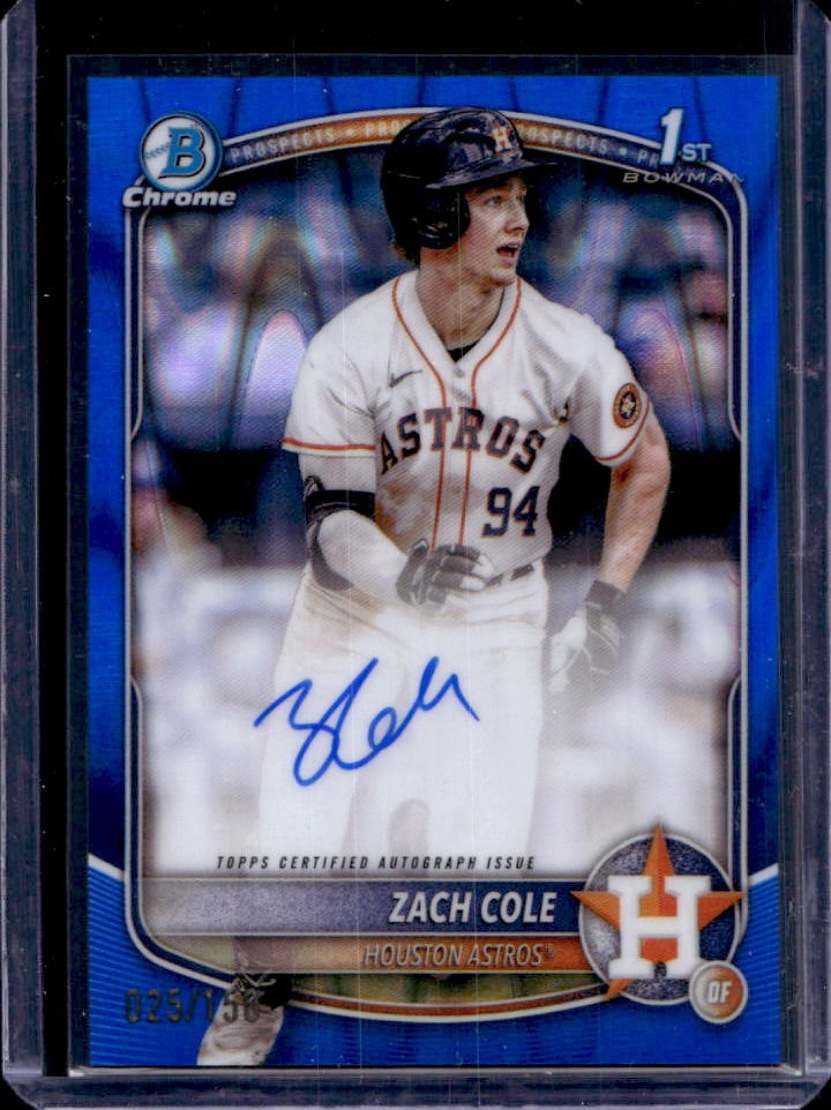 2025 Bowman Chrome Zach Cole Auto Blue RayWave Refractor 1st #25/150