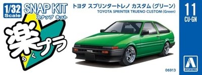 Aoshima 1/32 Toyota Sprinter Trueno AE86 Custom Green Snap Kit Pre