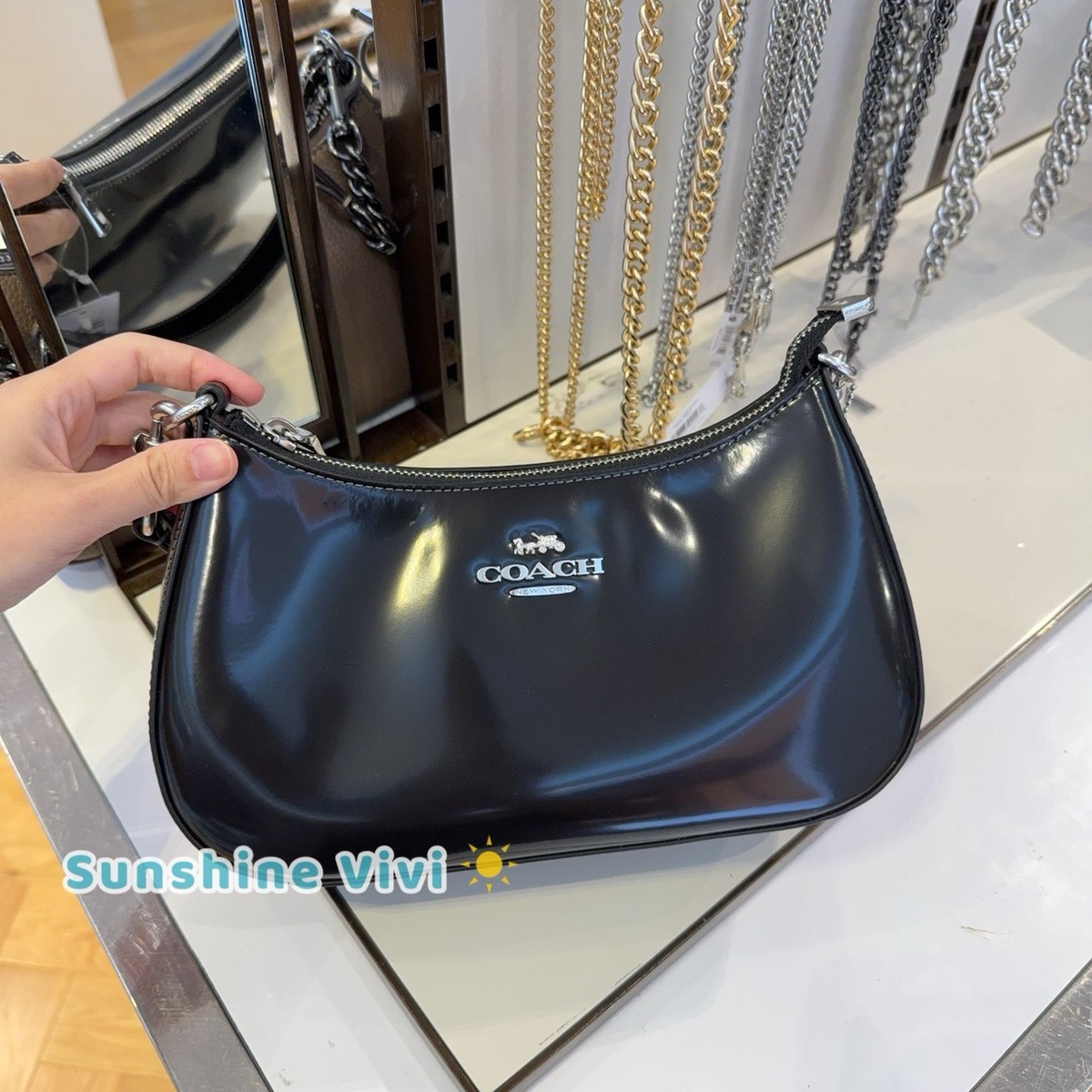 NWT Coach Teri Shoulder Bag Crossbody In Spazzolato Leather Silver