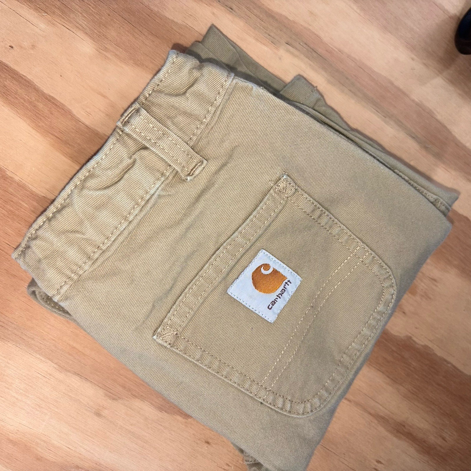 Carhartt Carpenter Pants Youth 7 Canvas Adjustable Kids Boys Tan