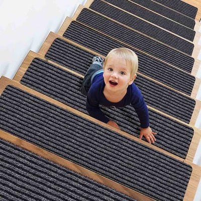 8'' X 30'' (2 in Pack) Non-Slip Carpet Stair Treads, Indoor Stair Runners for W...