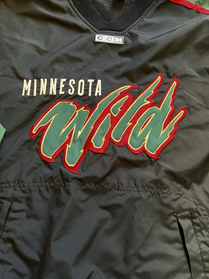 Chaqueta cortavientos Minnesota Wild CCM negra mediana NHL hockey vintage Foto 2 de 3