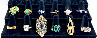 Lot 12 Fashion Rings Contemporary Sizes 9-9.5  R-86