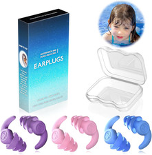Kids Swimming Ear Plugs, 3 Pairs Waterproof Silicone Reusable Earplugs, Ear Prot