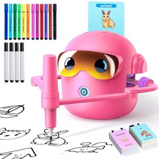 Drawing Robot for Kids with 100 Cards, Montessori Painting Learning Toys Pink