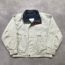 London Fog Windbreaker Womens XL Vintage 90s Colourblock Full Zip Jacket, Beige