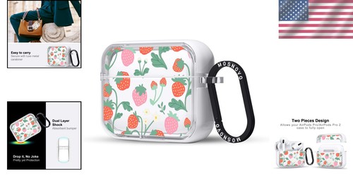 Stylish Clear Case for AirPods Pro 2 - Strawberry Garden - Bild 2 von 8