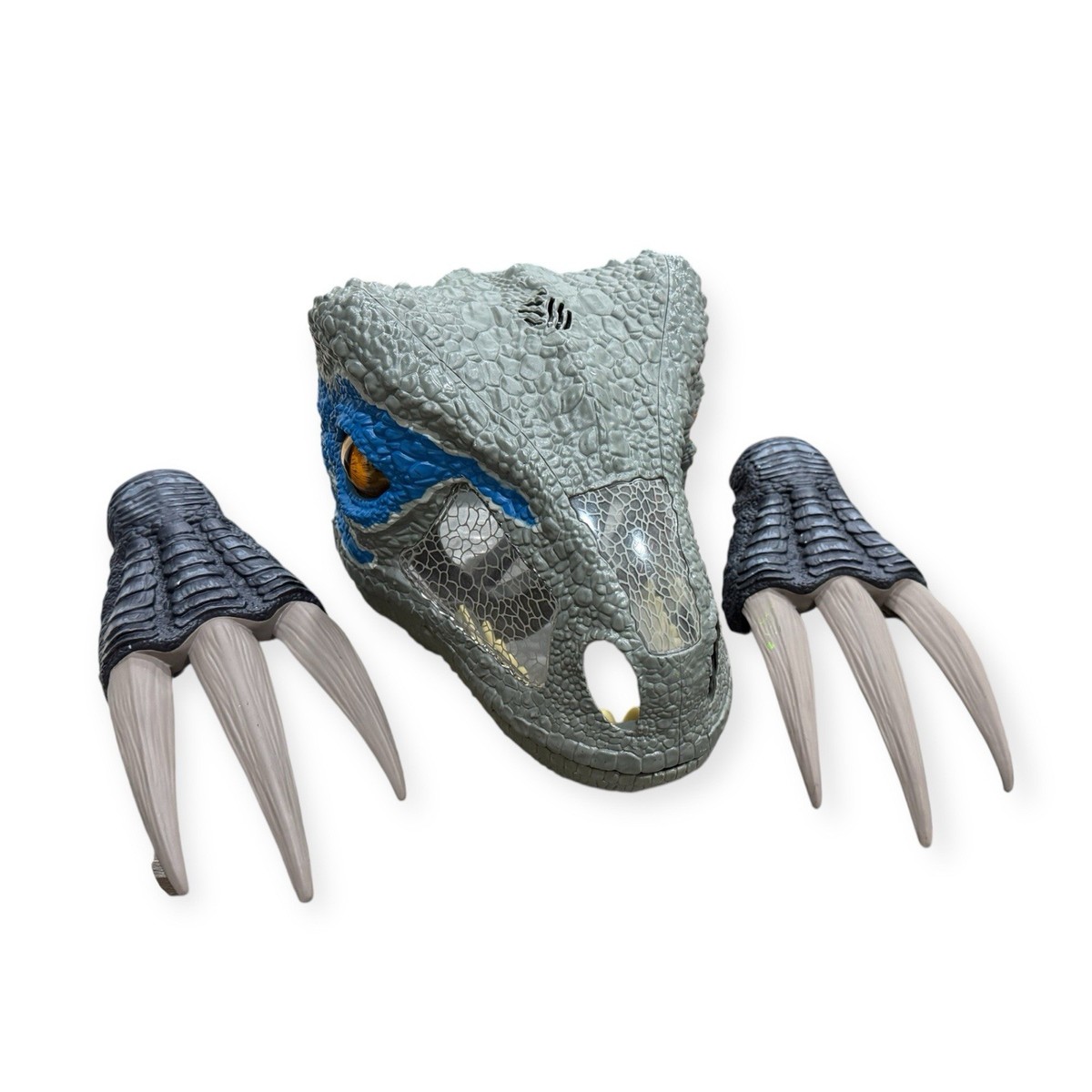 Jurassic World Park Chomp N Roar Mask Velociraptor Raptor Blue Dinosaur W/  Claws