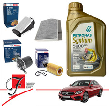 KIT TAGLIANDO MERCEDES CLASSE C 220 FILTRI BOSCH + 6LT PETRONAS SYNTIUM 5W30
