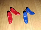 Vintage Barbie Doll Shoes Red & Blue Japan 2 Pairs Heels 60s Closed Toe Ponytail