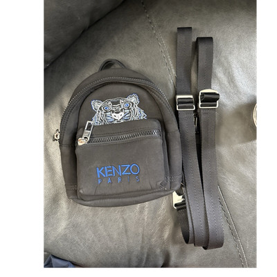 KENZO Paris Black Mini Backpack Tiger Embroidered Logo Zip w/ Detachable Strap