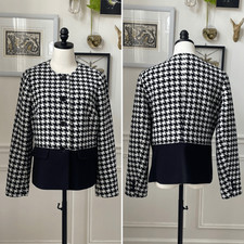 Talbots Jewel Neck Blazer Houndstooth 8