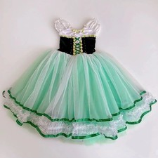 Green Ballet Dress Girls Long Dance Costumes Romantic Tutu Performance Dress