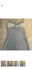 Urban Outfitters Baby Blue Satin Lace Slip Dress Size M