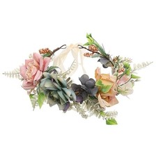 Fairy Flower Crown Woodland Floral Headband Adjustable Ribbon Elf Costume