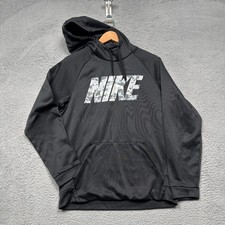 Nike Hoodie Mens Small Black Gray Digital Camo Pullover Sweatshirt Training