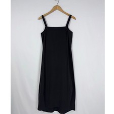Johnny Was Vintage Sleeveless Cotton Poplin Midi Dress Women's Medium Black