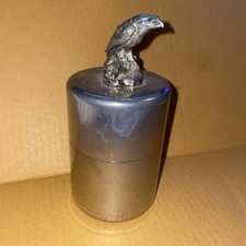 Silver Plated Mid 20th Century Metal Tobacco Jar With Perched Eagle Finial 15cm