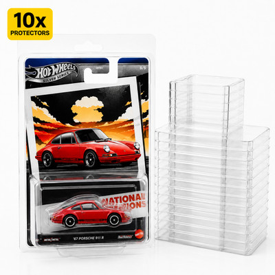 10er Set Protector Case für Hot Wheels Long Card Schutzhülle Blisterbox PET klar