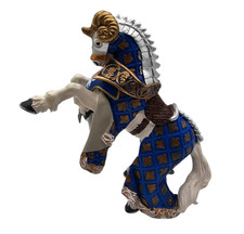 Papo Medieval World of Knight's Horse with Blue Ram Crest Fantasy Figure 2007