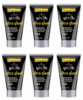 GOT2B ULTRA GLUED INVINCIBLE STYLING HAIR GEL 6 PACK 1.25 OZ EACH