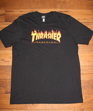 THRASHER Magazine Flame Logo Black Girls BF Tee XL Sized Tee 100 Cotton