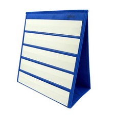 Blue Desktop Pocket Chart Self-Standing 20 Erasable Cards 13"x12" Inches
