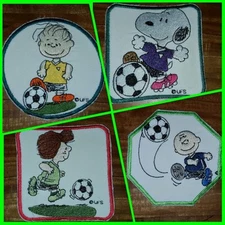 Soccer Iron On Patches- Linus, Charlie Brown, Peppermint Patty & Snoopy