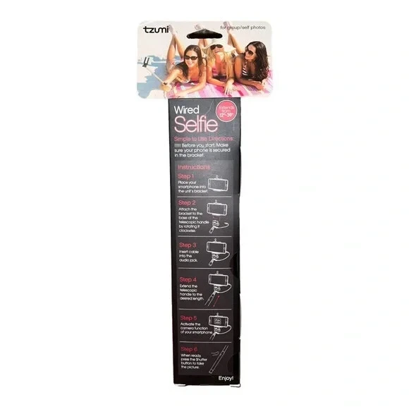 Tzumi Wired Selfie Stick Telescoping Handle for Android & iOS New - Image 2 of 3