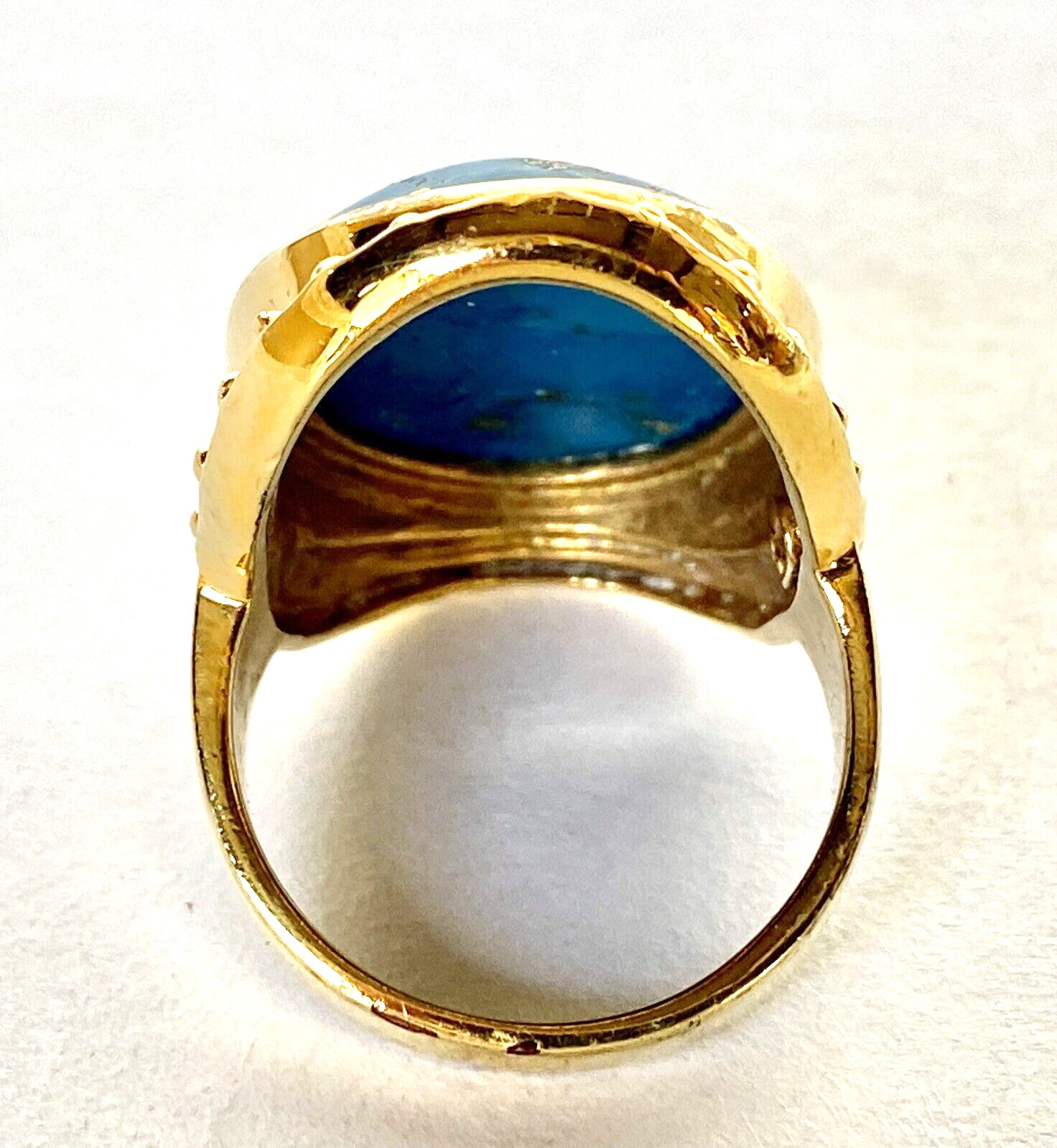 Denim Lapis Statement Ring Gold Plated Sterling S… - image 5