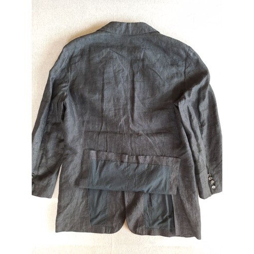 Boss Hugo Boss Solbiati 42L Single Breasted Notch Lapel Blazer Navy Linen Blend - Picture 8 of 10