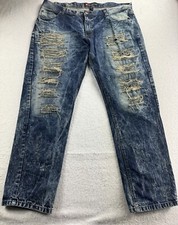South Pole Blue Jeans Mens Distressed Denim Pants Size 40X32 Hip Hop 90  s Y2K