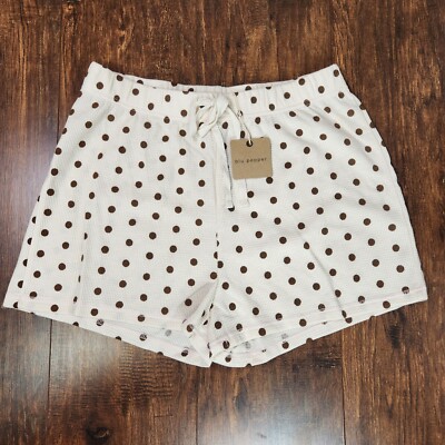 Blu Pepper Women's Dress Shorts in White Polka Dot Size Large