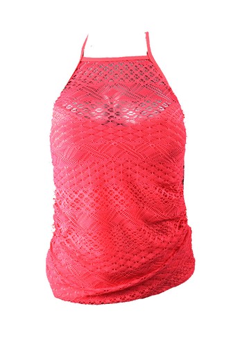 Island Escape Coral Sky High-Neck Crochet Tankini Top 6 - 第 1/3 張圖片