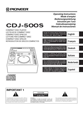 Bedienungsanleitung-Operating Instructions für Pioneer CDJ-500 S 