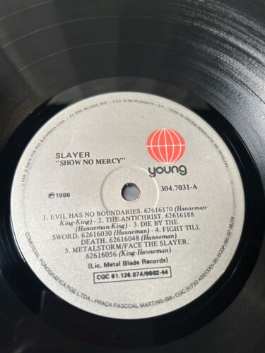NM Slayer Show No Mercy LP 1986 thrash Brazil YOUNG LP Heavy Metal Rare Death - Picture 8 of 12