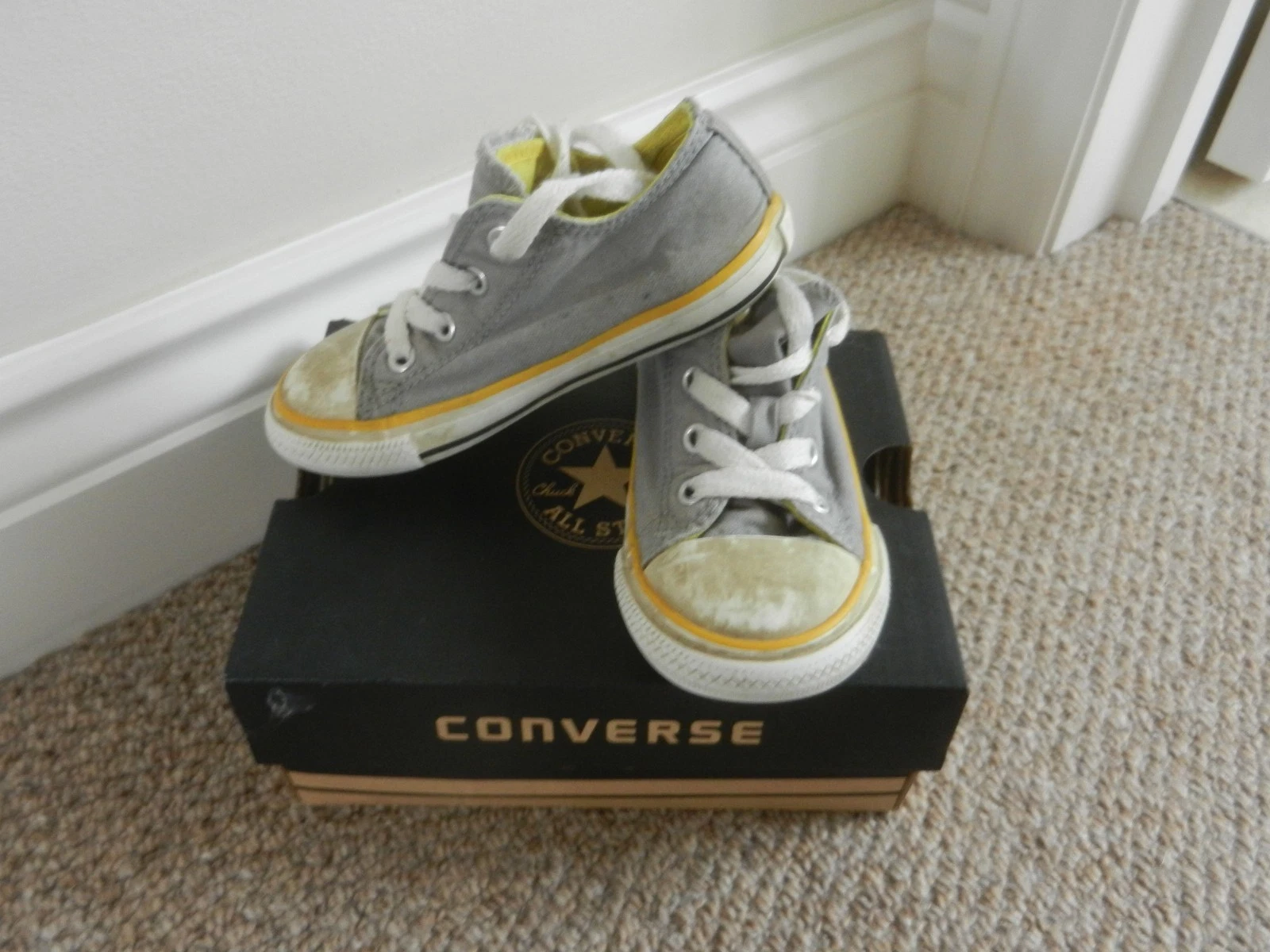Scarpe decolte stringate ragazzo Converse All Star grigio tela taglia 8 usate