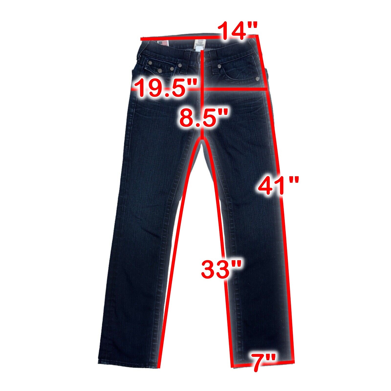 True Religion Womens 28 x 33 Ricky Black Label Straight Blue Black Jeans Denim thumbnail 2