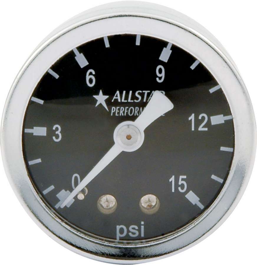 Allstar 1.5in Gauge 0-15 PSI Liquid Filled Allstar 1.5in Gauge 0-15 PSI Liquid Filled