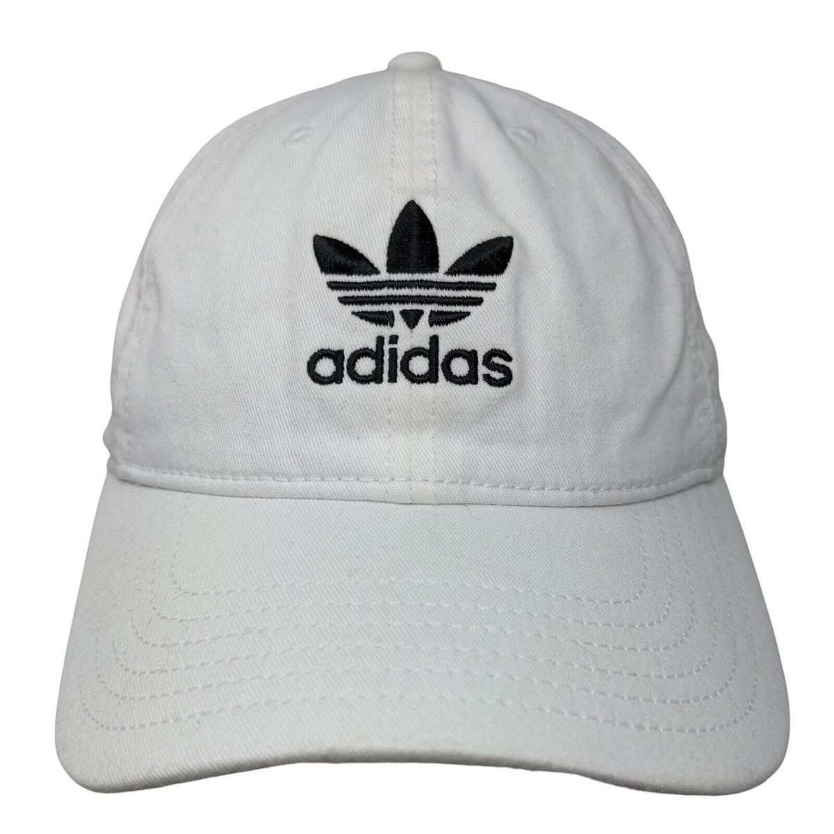 Adidas Unisex Adjustable Baseball Cap White Trefoil Logo Casual Golf Hat OS Adidas Trefoil A2L001 White Modern Adjustable Baseball Cap  main image 4