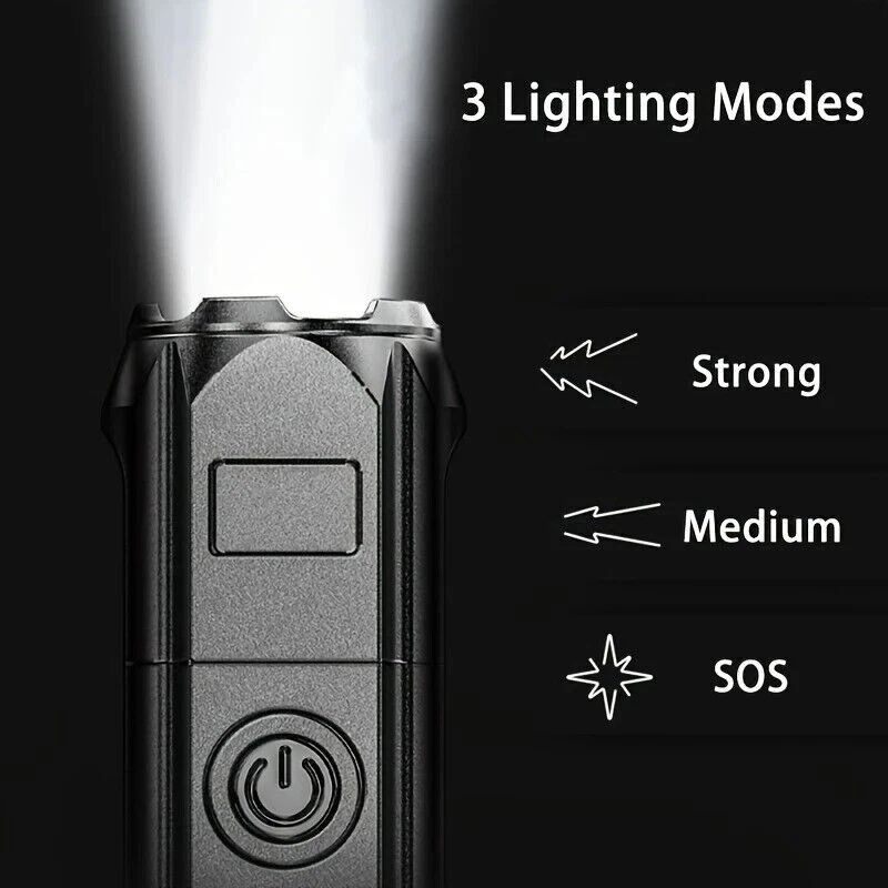 2000 Lumens Super Bright LED Tactical Flashlight USB Work Light Zoomable - Image 3 of 4